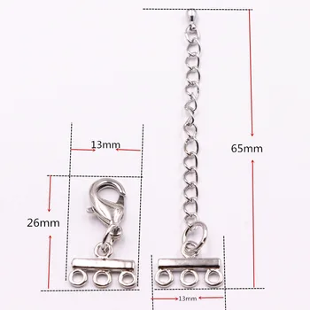 5pcs Metal Extensibil Cleme Cleme Cârlig pentru a Face Bijuterii Găsirea DIY Colier Bratara 3 randuri de Argint-culoare Cârlige Conector A536
