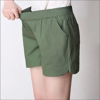 2022 Femei Solide casual lenjerie de pat din bumbac pantaloni Scurți cu Buzunare,pantaloni Scurți de Înaltă Talie negru, armata verde, bleumarin