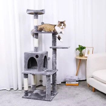 En-gros de Pisică Copac Scratcher Tower Condo Mobilier Zero Post Pisica Sărituri Jucărie Scara Pisoi animale de Companie Casa Hamac Cu Mingea