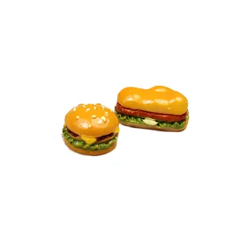 Kawaii 3D-Food Hamburger Formă de Rășină Caboșoane Rotunde Dreptunghi Pâine Imitații de Bijuterii Ornament Accesoriu Cameo Margele 10buc 18mm