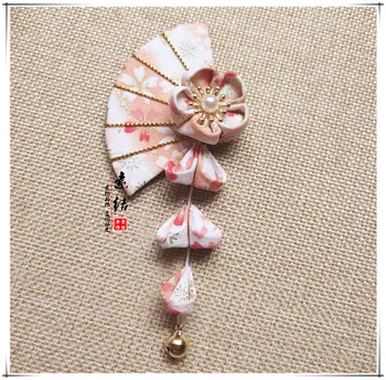Manual Tsumami Zaiku Kanzashi Fan Sakura Clip De Păr Tradiționale Japoneze Vechi Tassel Kimono Accesorii Geisha Ac De Păr