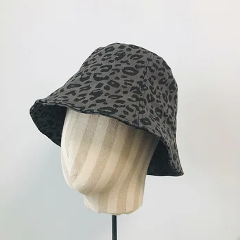 202102-JS nouă primăvară de Moda Leopard strada petrecere a timpului liber în aer liber lady găleată cu capac bărbați femei pescari pălărie