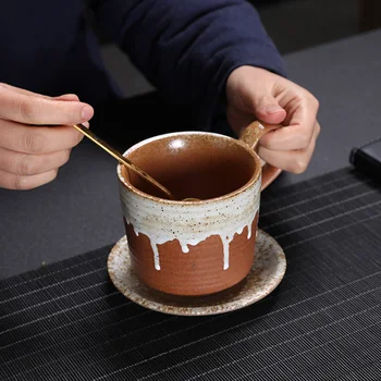 Ceramica Ceașcă De Cafea Farfurie Ceramica Grosolană Retro Cani Lapte Cupa Stil Nordic Creative Cafe Cana De Apa Ridicata Ceașcă De Ceai Set