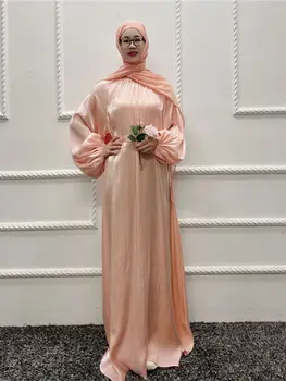 Satin Abaya Dubai Islam Turcia, Bangladesh Musulman Mult Hijab Rochie Modest Kaftans Pentru Femei Halat Femme Musulmane Caftan Arabi