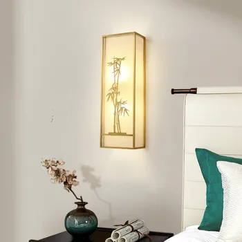 Chineză cârpă Mare perete de iluminat de cupru de Perete Led Lampă cu abajur din tesatura de Perete dormitor tranșee E27 lumina de noapte hotel de fixare de Iluminat
