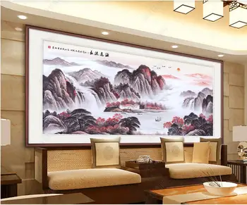 Personalizat murale 3d foto-imagini de fundal pentru camera de zi stil Chinezesc munte cascada de cerneală pictura peisaj imagini de fundal pentru pereți 3d
