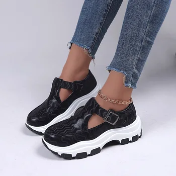 Nouă Femei Pantofi Casual Fashion Negre Catarama Platforma Wedge Mocasini Confort Sporind Vulcanizat Pantofi Zapatos Mujer 2022