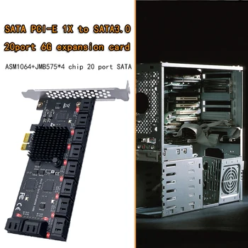 Chi Miniere 20 De Porturi SATA 6Gb să PCI Express Controler Card de Expansiune PCIe la SATA III Converter PCIE Riser Adaptor pentru PC-ul NOU