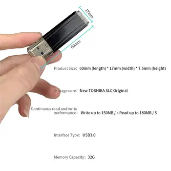 U Disc Negru de Protecție 32g Compact USB 3.1 de Memorie Portabil de Alimentare