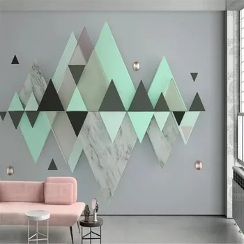 Personalizat mari murale 3d tapet geometrice triunghi menta verde tapet de fundal de decor acasă pictura
