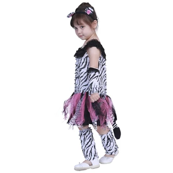 Fete Drăguț Zebra Cosplay Rochii De Copii De Halloween Animale Costum Carnaval De Paști Purim Rochie Fancy