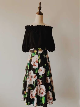 Personaliza Femei de Moda de Vara Casual Plus Dimensiune 3XS-10XL Talie Mare Retro Vintage Floral Print-O Linie de Așteptat mai Jos de Genunchi Fusta