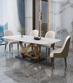 Lumina de lux rock placă de masă Italian modern, minimalist, simplu dreptunghiulare masa Nordic marmură masa scaun