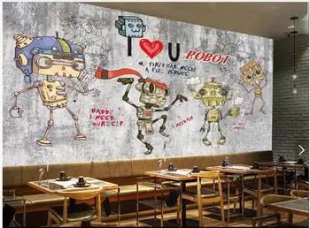 3d pictura murala de perete pe perete Personalizat tapet 3d Graffiti robot desene animate zid de caramida decor acasă fotografie tapet pentru pereți 3 d