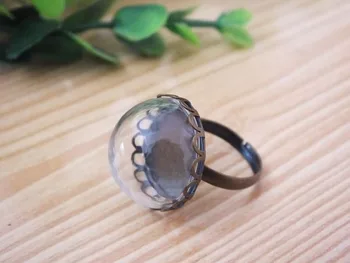 10sets Mici rotunde jumătate glob de sticlă inel veni cu bronz antic inel de baza cu inel de flori de bază 20mm