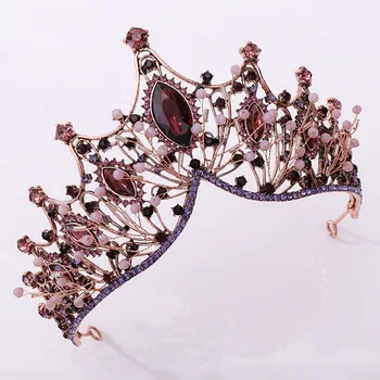 Coroana de mireasă în stil Baroc Nouă Epocă Negru/Violet Cristal Accesorii de Par de Nunta de Ziua REGINEI COROANA Miresei Headpieces Bentita