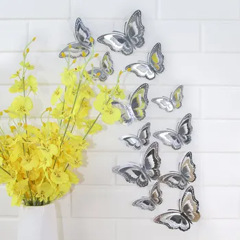 12Pcs Fluture 3D Autocolante de Perete Trei straturi de Autocolante de Perete Gol DIY Arta Home Decor de Perete Decalcomanii de Nunta decor decor de perete