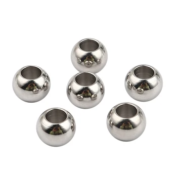 20 Buc Oțel Inoxidabil Margele Rotunde de Argint de Culoare Margele Pentru Bijuterii DIY Constatările 10mm Dia., Gaura: Aprox 5mm