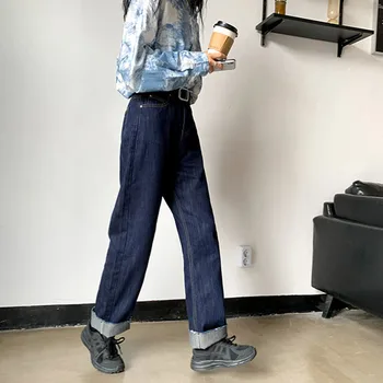 Femei Blugi Cu Talie Înaltă Haine Largi Picior Îmbrăcăminte Denim Albastru Streetwear Vintage De Calitate 2021 Toamna De Moda Harajuku Pantaloni Drepte