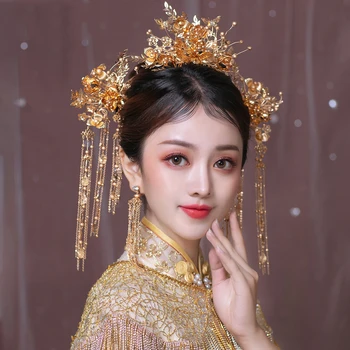 Tradițională Chineză Ac De Păr De Aur Piepteni De Păr Nuntă Accesorii De Par Banda Stick Frizură Cap De Bijuterii De Mireasa Caciulita Pin
