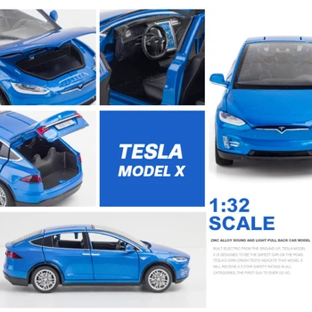 1:32 Tesla MODEL X de Simulare Mare de turnat sub presiune din Aliaj de Metal Model de masina Trage Înapoi Lumina de Sunet Auto Copii Cadou de Colectare A311