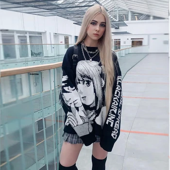 ATSUNSET Fata Anime Tricotate Death Note Pulover Pulover 2021 Hip Hop Streetwear Vintage Stil Harajuku Pulover