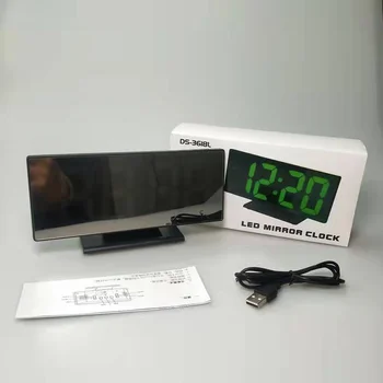 Oglinda LED Display Curbat Ceas Deșteptător Baterie Plug-in cu Dublă utilizare Ceas Deșteptător Dormitor Birou Ceas de Afișare Acasă Mobilier