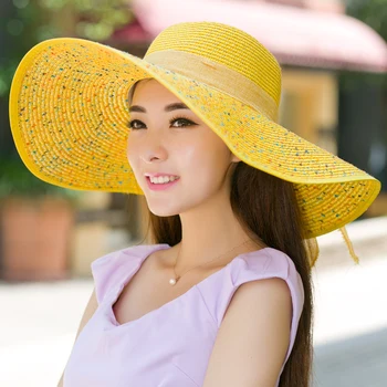 Plaja Paie Pălărie De Vară De Pe Litoral Streașină Largă Protecție Solară Călătorie Pac Femei Versiunea Coreeană Rece Capace De Protecție Solară Pălării De Moda H3186